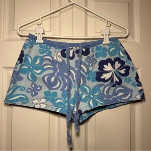 Vintage 90s Raisins shorts, blue floral, button fly, size 7, excellent condition